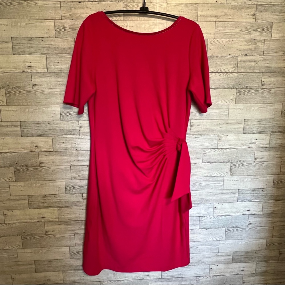 White House Black Market Women's Small-P Deep Pink Mini Sheath Dress w/ Side Tie